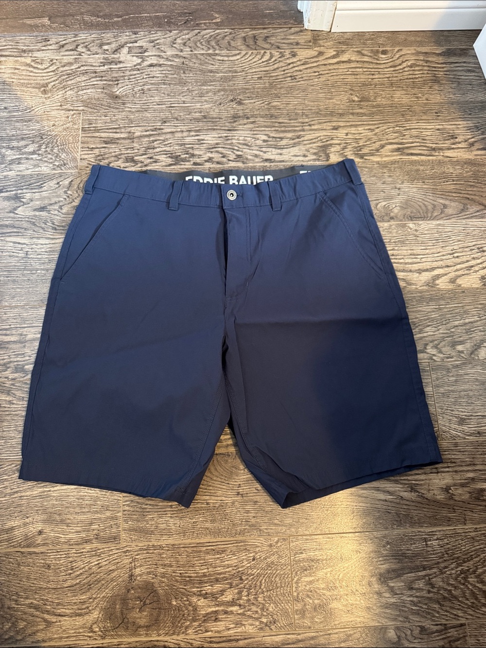 NEW Eddie Bauer Navy Flat-Front Performance Shorts